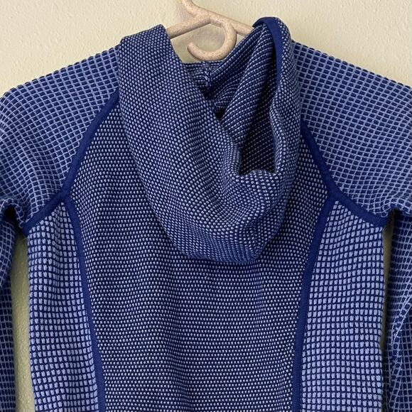 Title nine knit hooded sweater full zip outdoor hiking athletic Gorpcore blue XS - Picture 8 of 11